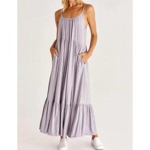 Z Supply Tiered Purple Lido Slub Tiered Sleeveless Maxi Dress